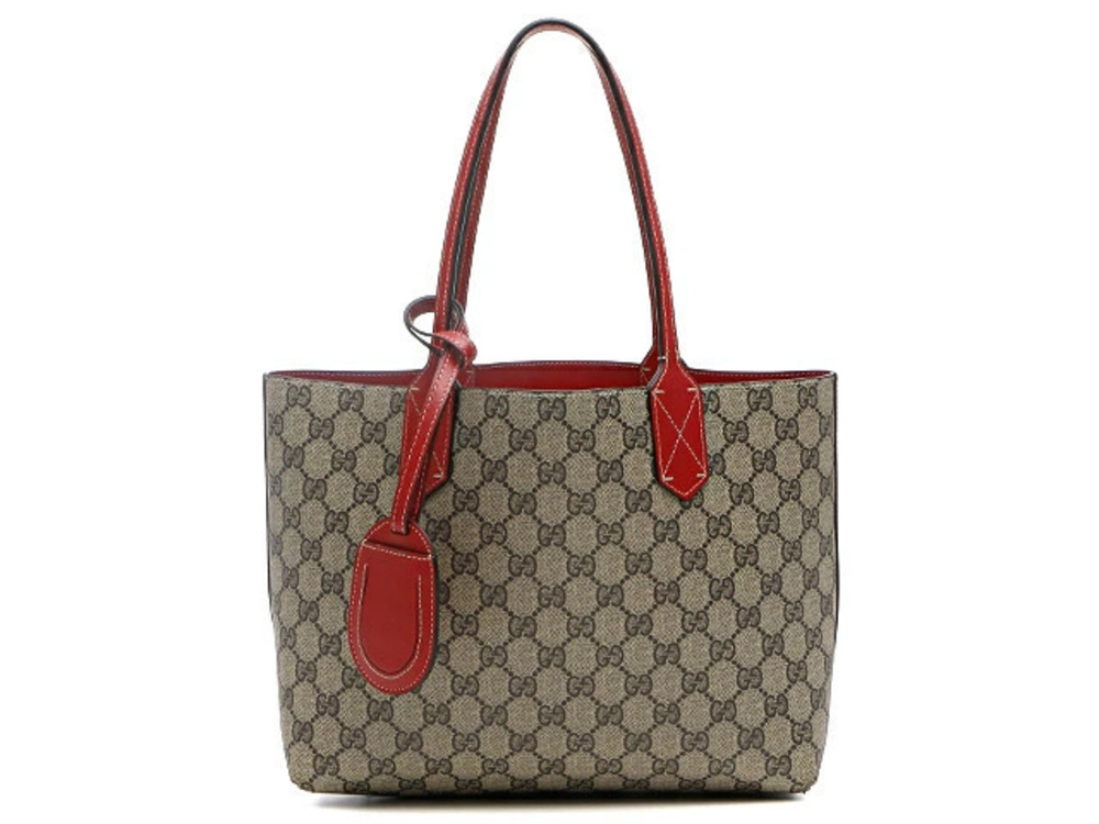 Gucci Reversible GG Leather Tote Bag Red Beige Cream